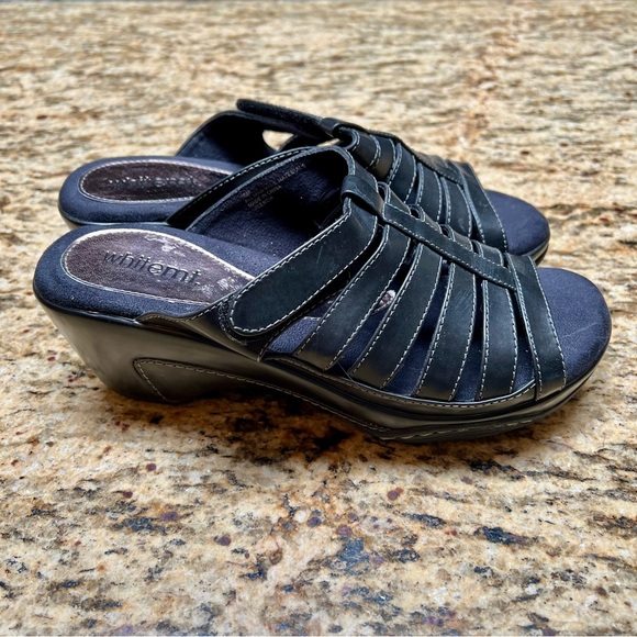White Mountain Black Leather Mules Size 10 - Picture 1 of 6